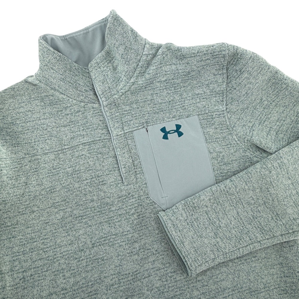 Under Armour Pullover Mens Large Green Excellent 1/4 Snap Heathered 1316276